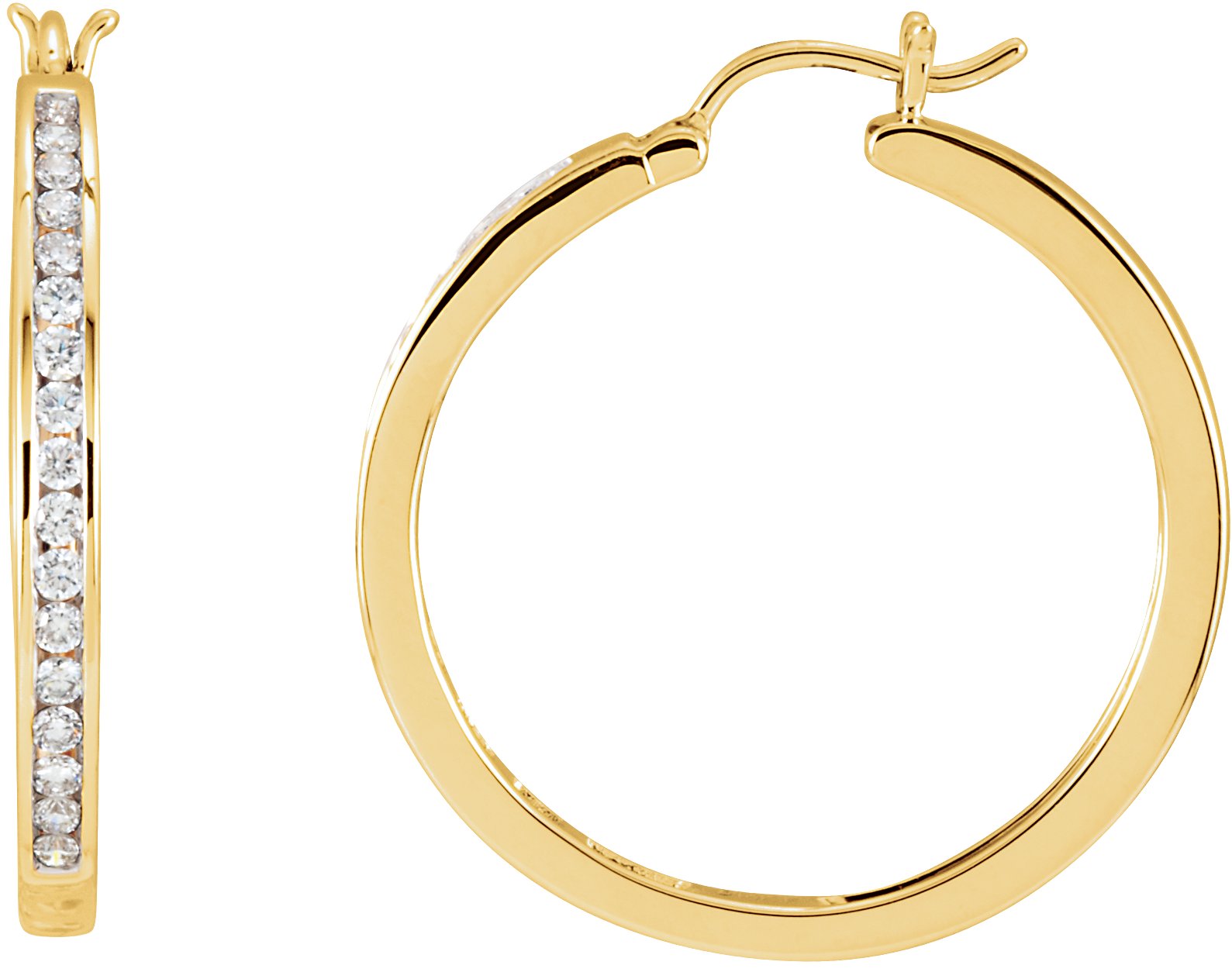 14K Yellow 1/2 CTW Diamond Hoop Earring-Each