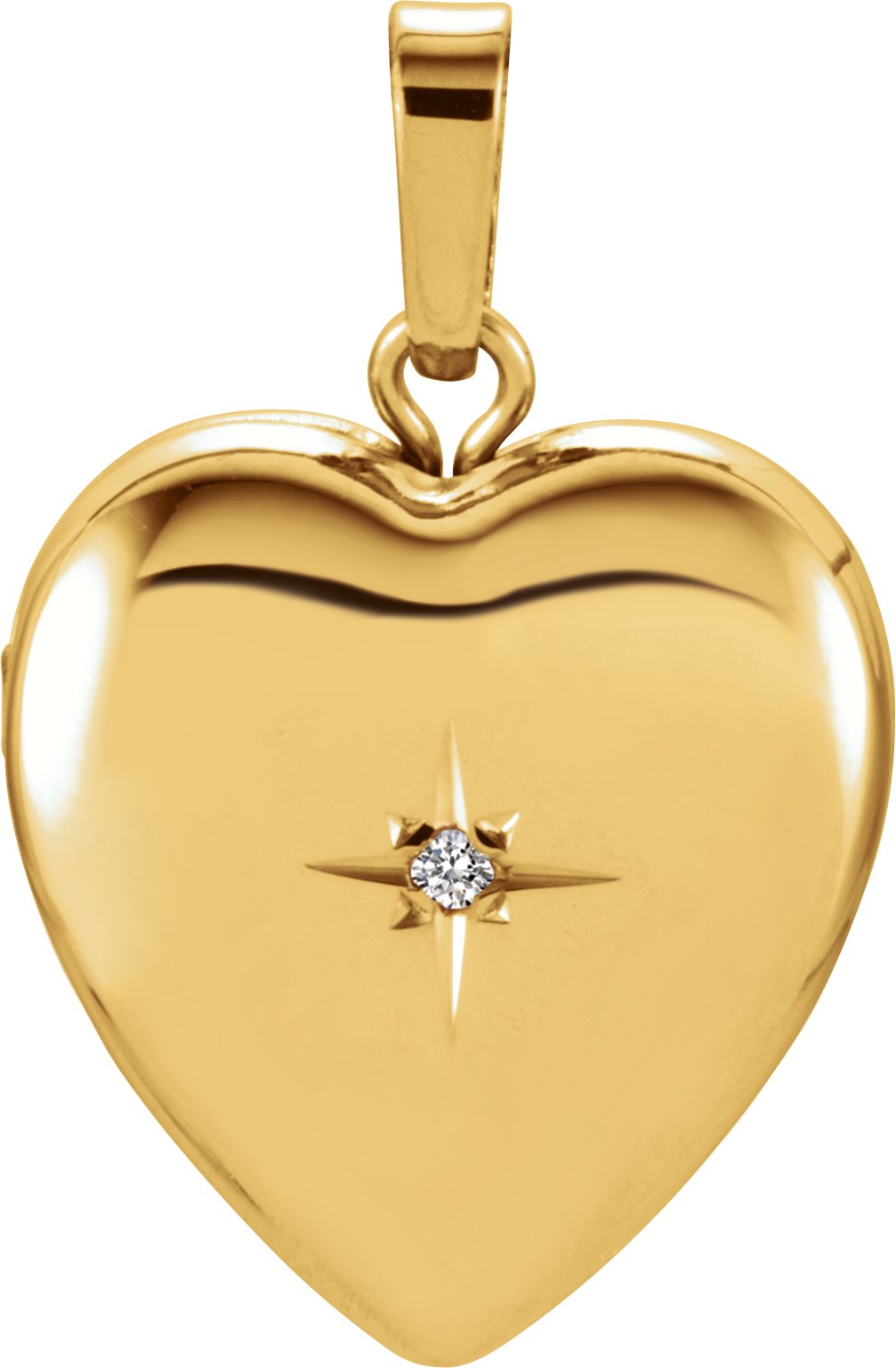 14K Yellow .005 CT Diamond Heart Shape Locket