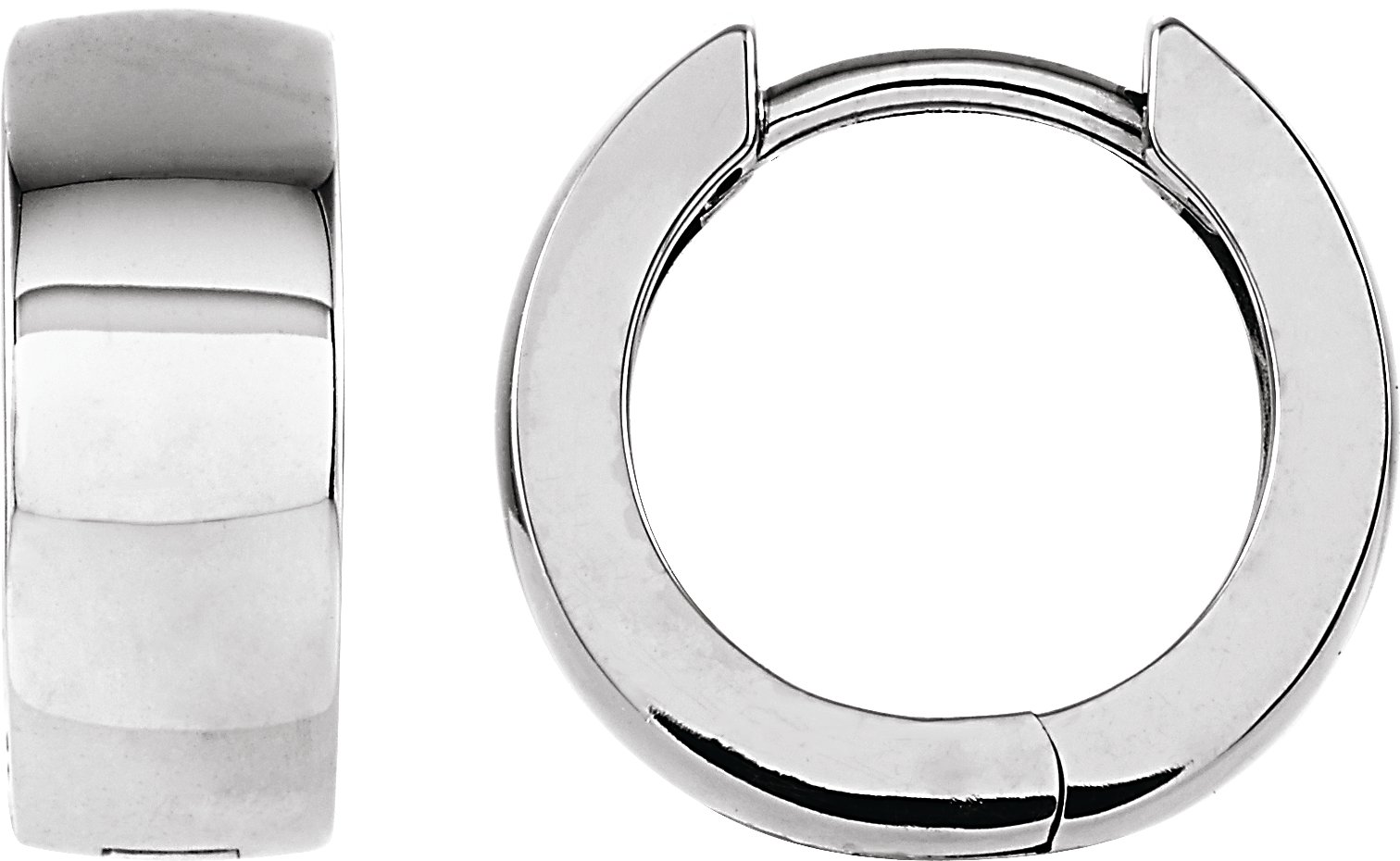 Platinum 14 mm Hinged Hoop Earrings