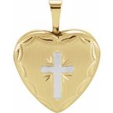 Gold Plated & Sterling Silver Heart Cross Locket