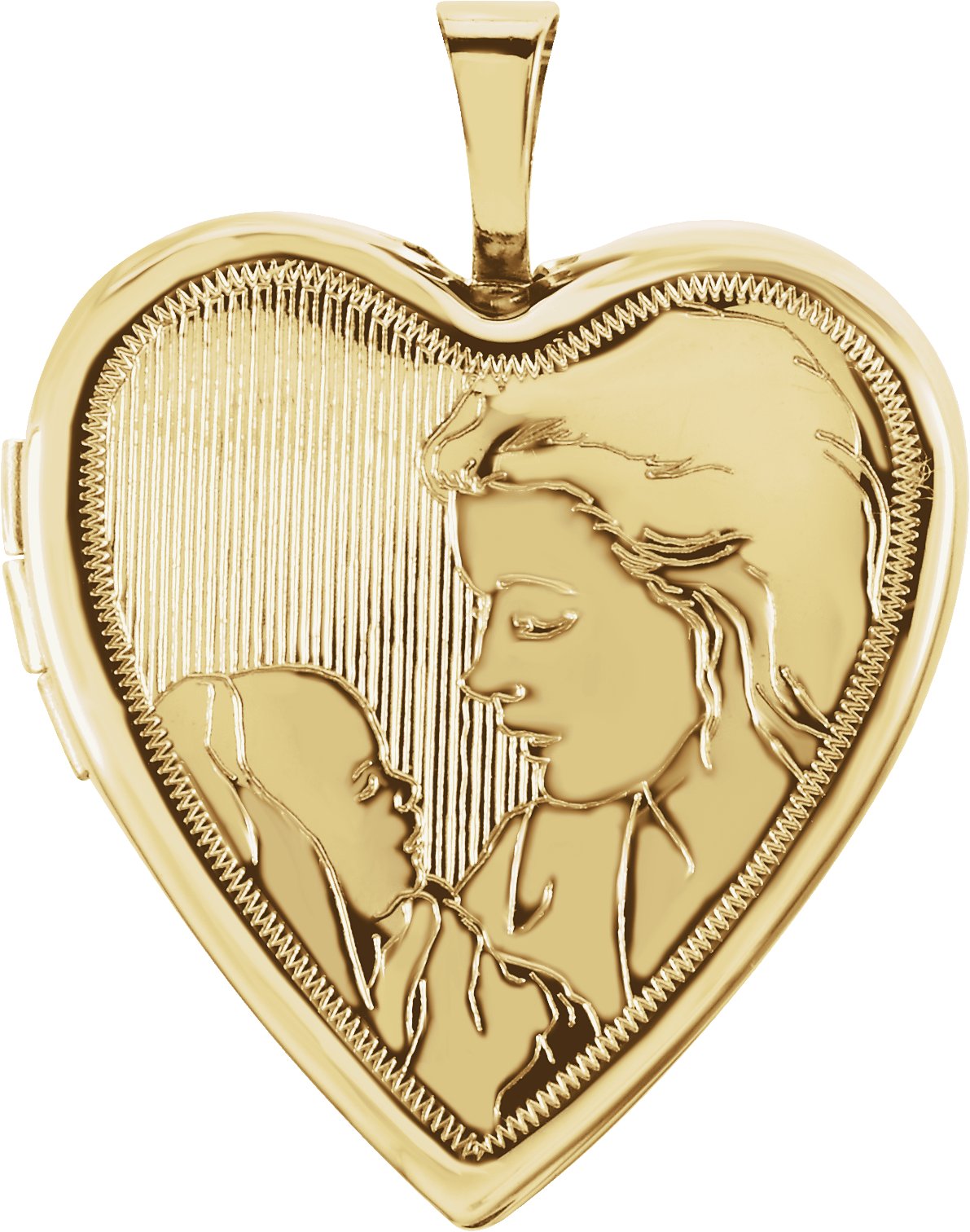 14K Yellow 20.75x19.25 mm Child & Mother Heart Locket