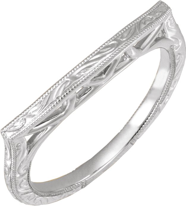 14K White Engraved Matching Band