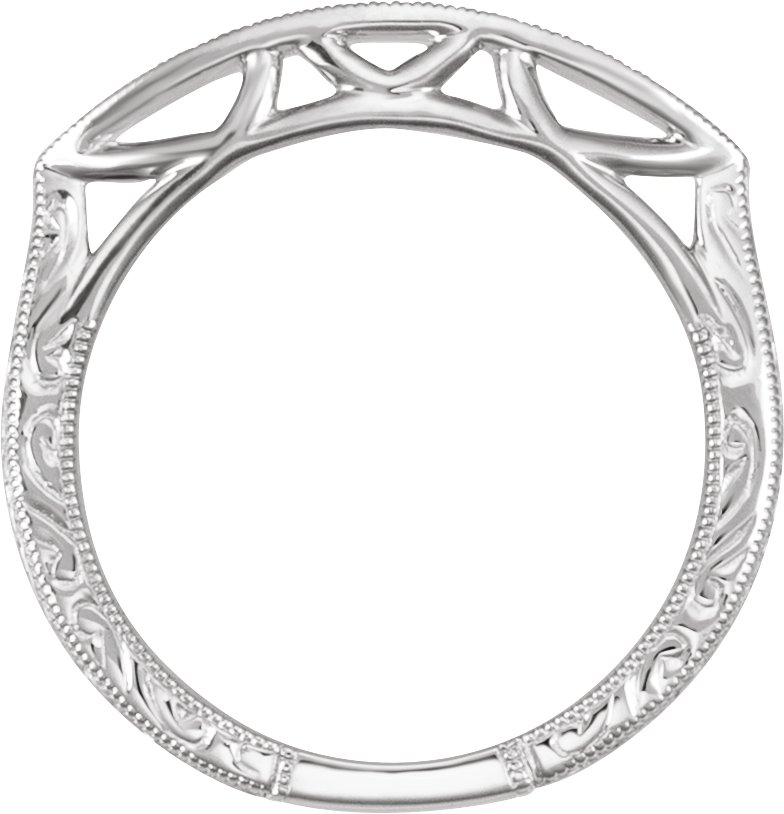 14K White Engraved Matching Band-2