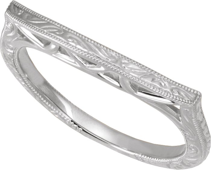14K White Engraved Matching Band-4