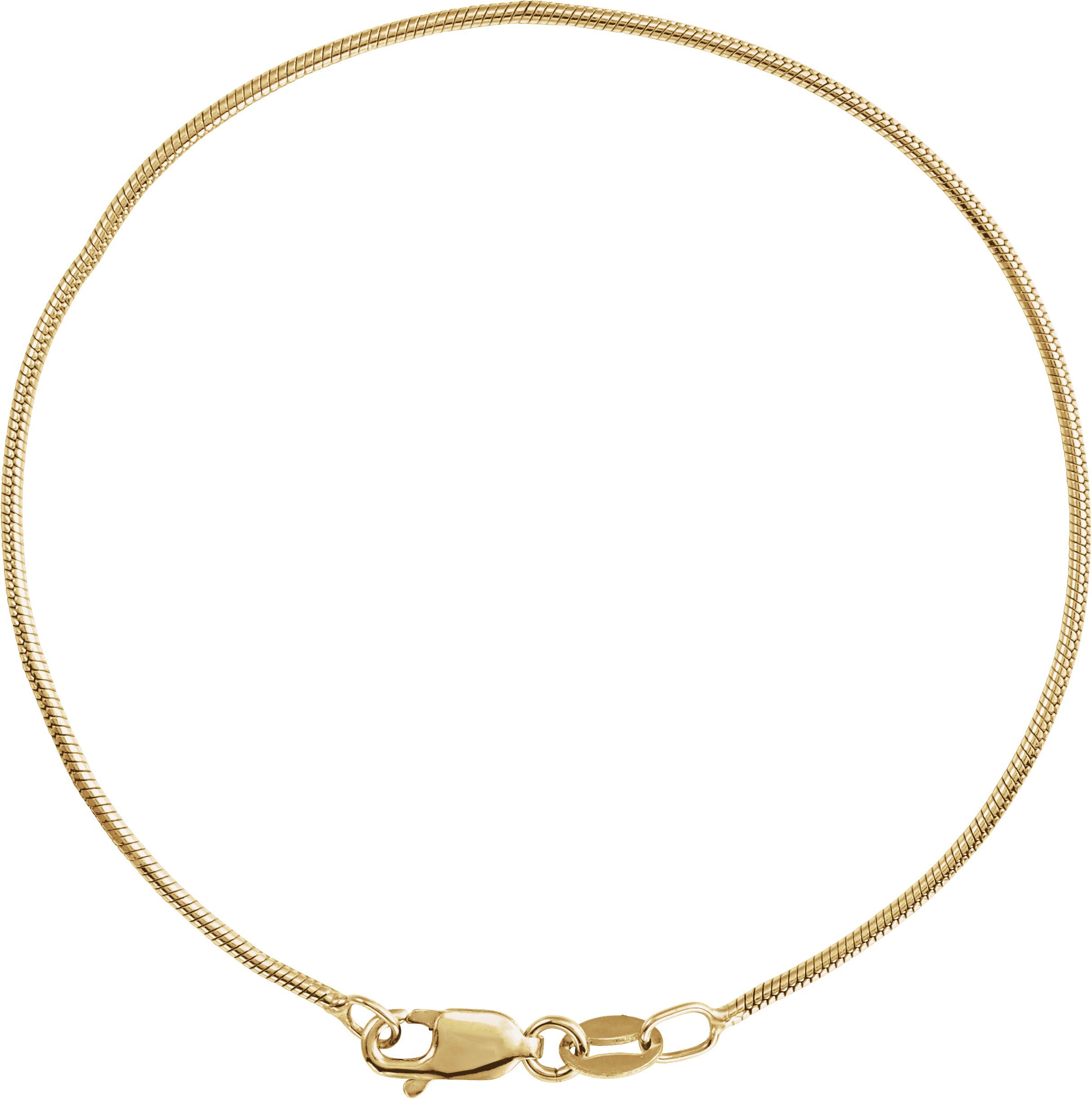 14K Yellow Gold-Filled 1.2 mm Round Snake 7 Chain