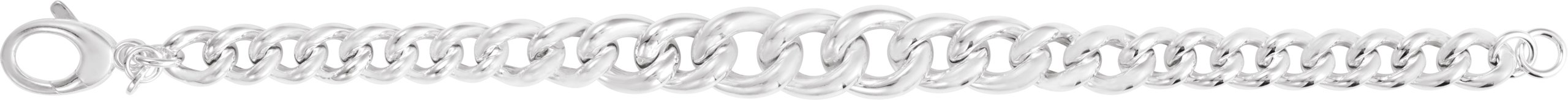 Sterling Silver 12 mm Graduated Curb 7 3/4 Chain