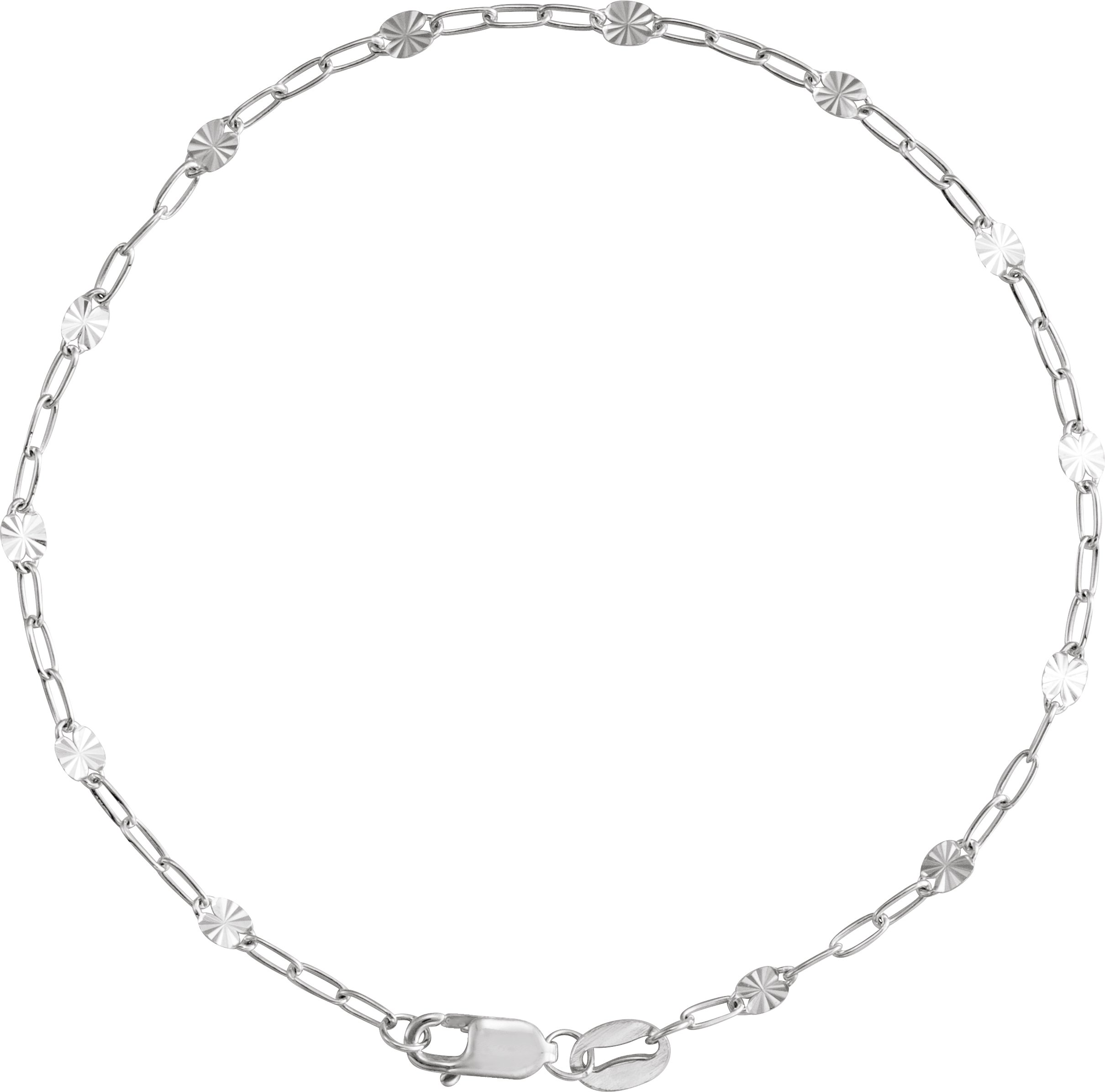 Sterling Silver 2.5 mm Light Paperclip-Style Starburst Mirror 7 Chain