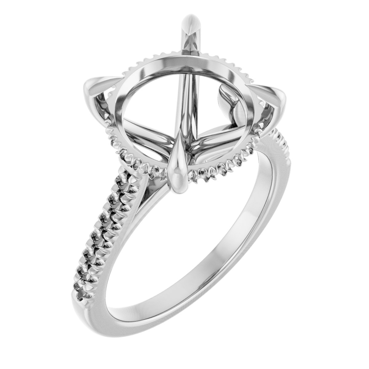 Claw-Prong Hidden Halo-Style Engagement Ring