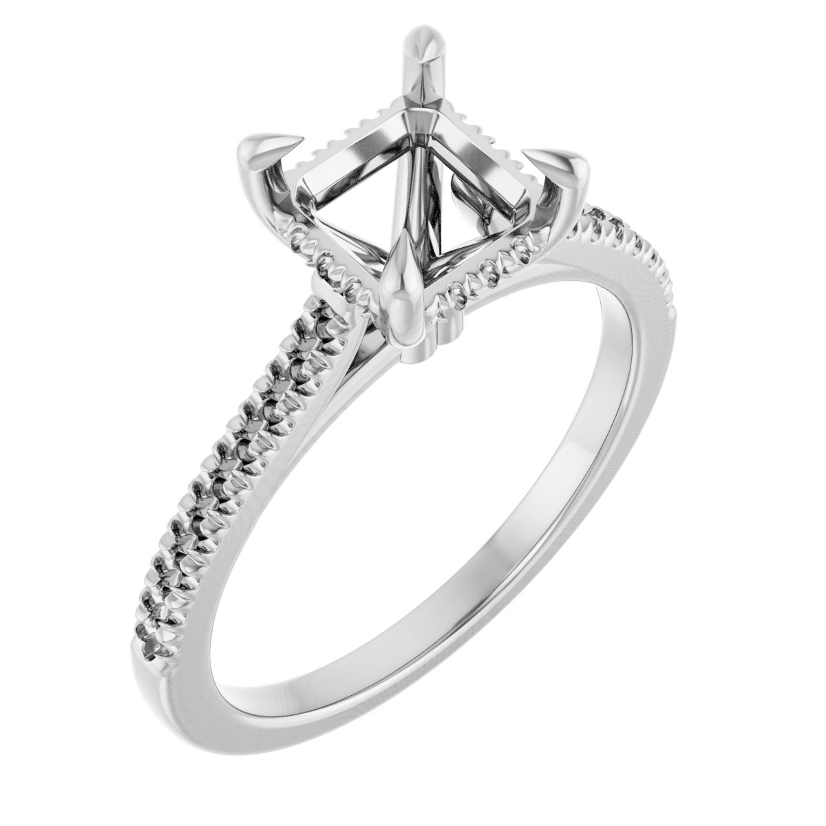 Claw-Prong Hidden Halo-Style Engagement Ring