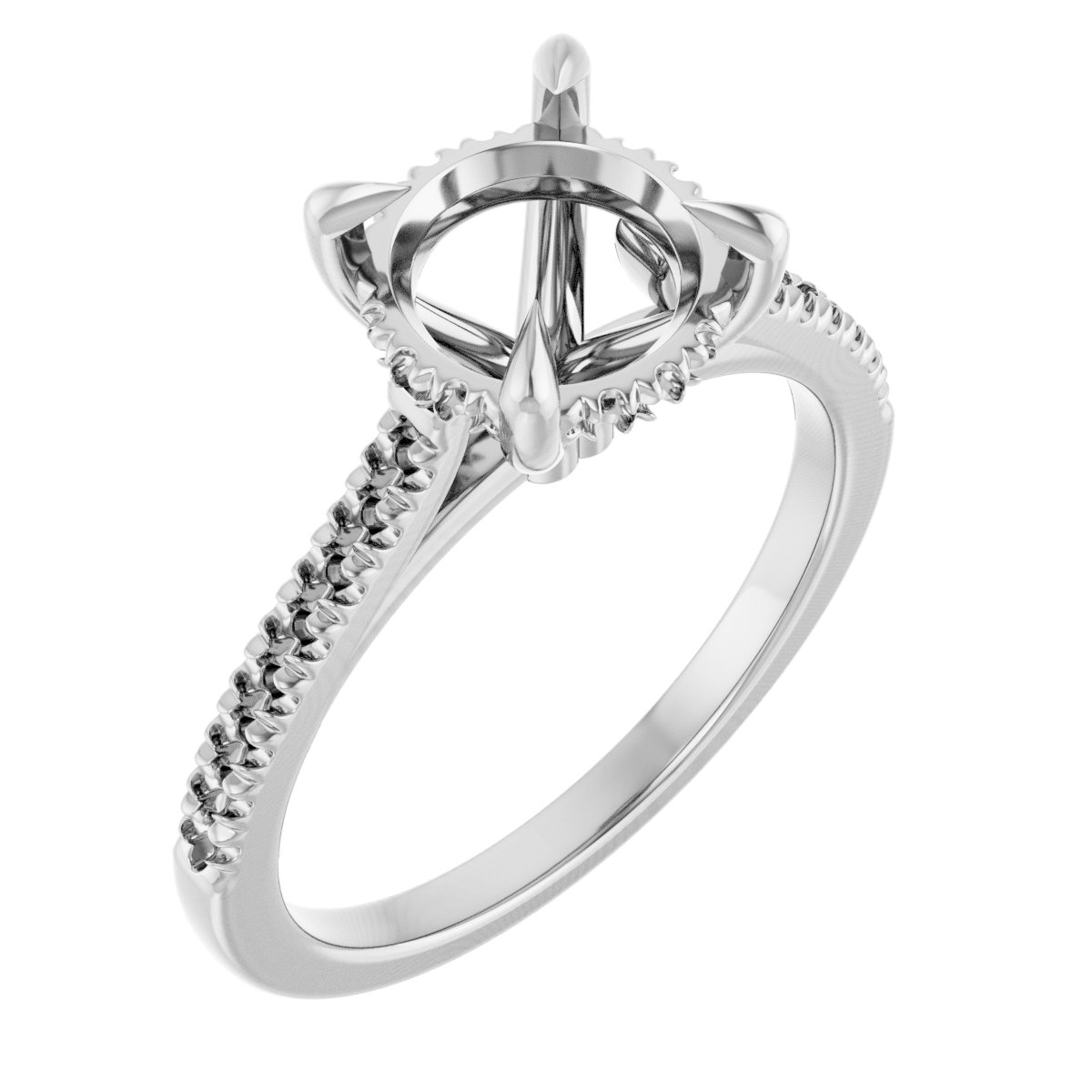 Claw-Prong Hidden Halo-Style Engagement Ring