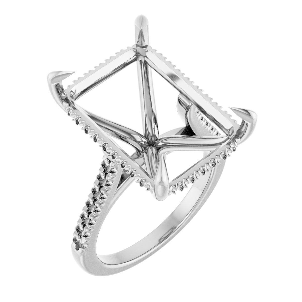 Claw-Prong Hidden Halo-Style Engagement Ring