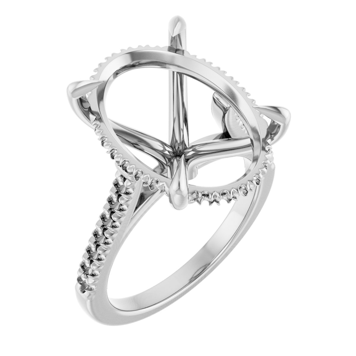 Claw-Prong Hidden Halo-Style Engagement Ring