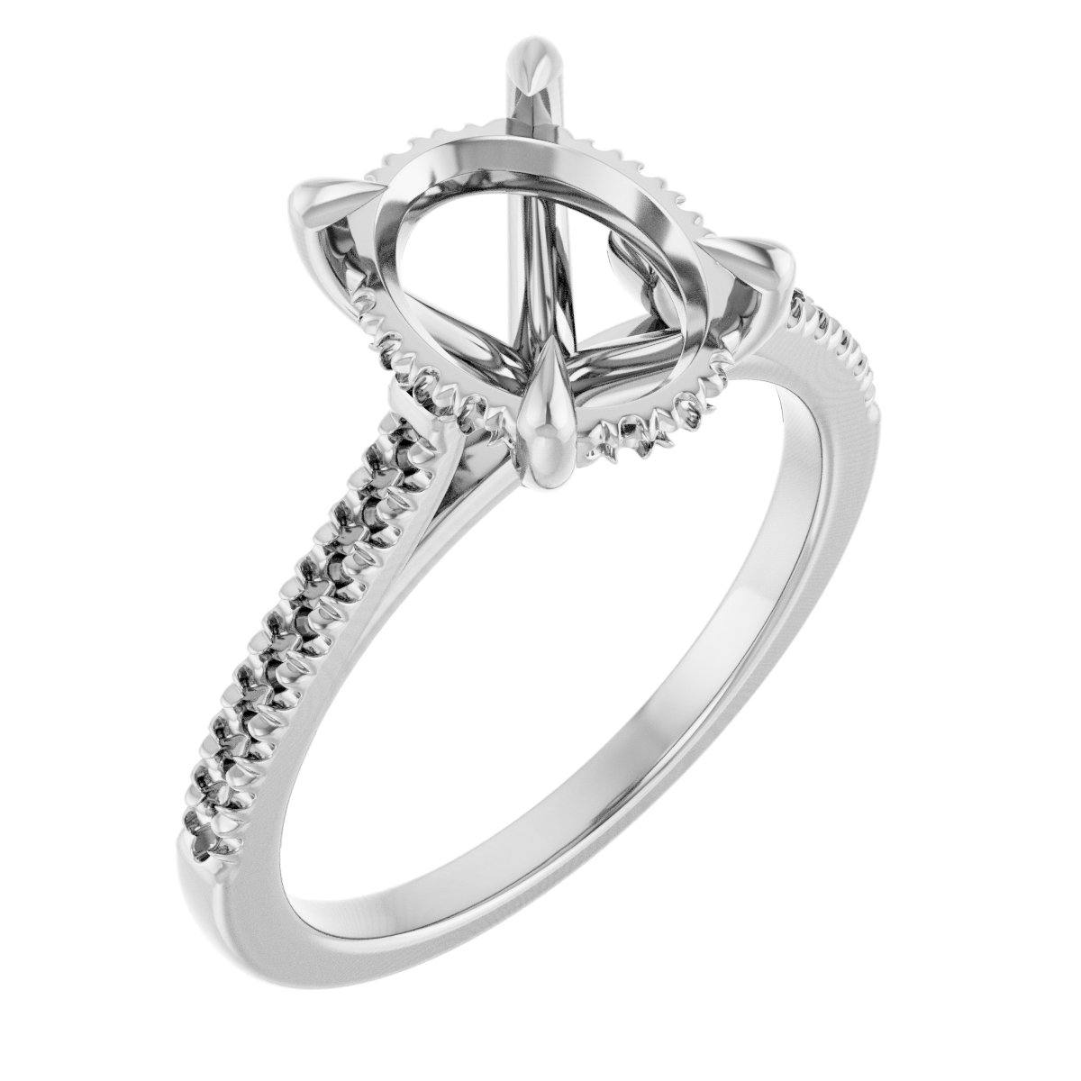 Claw-Prong Hidden Halo-Style Engagement Ring