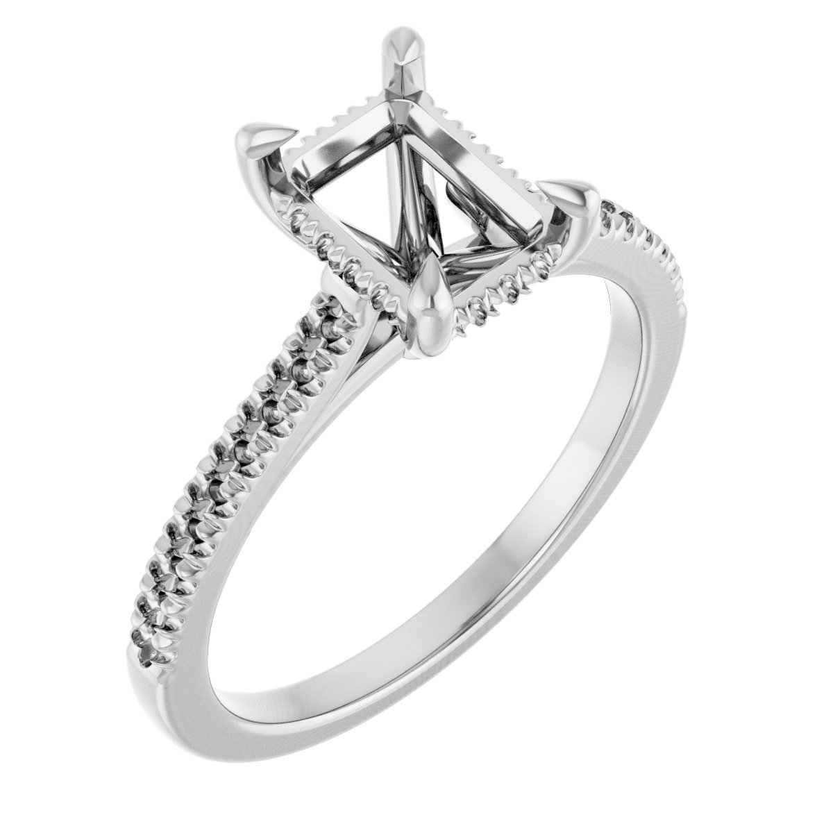 Claw-Prong Hidden Halo-Style Engagement Ring