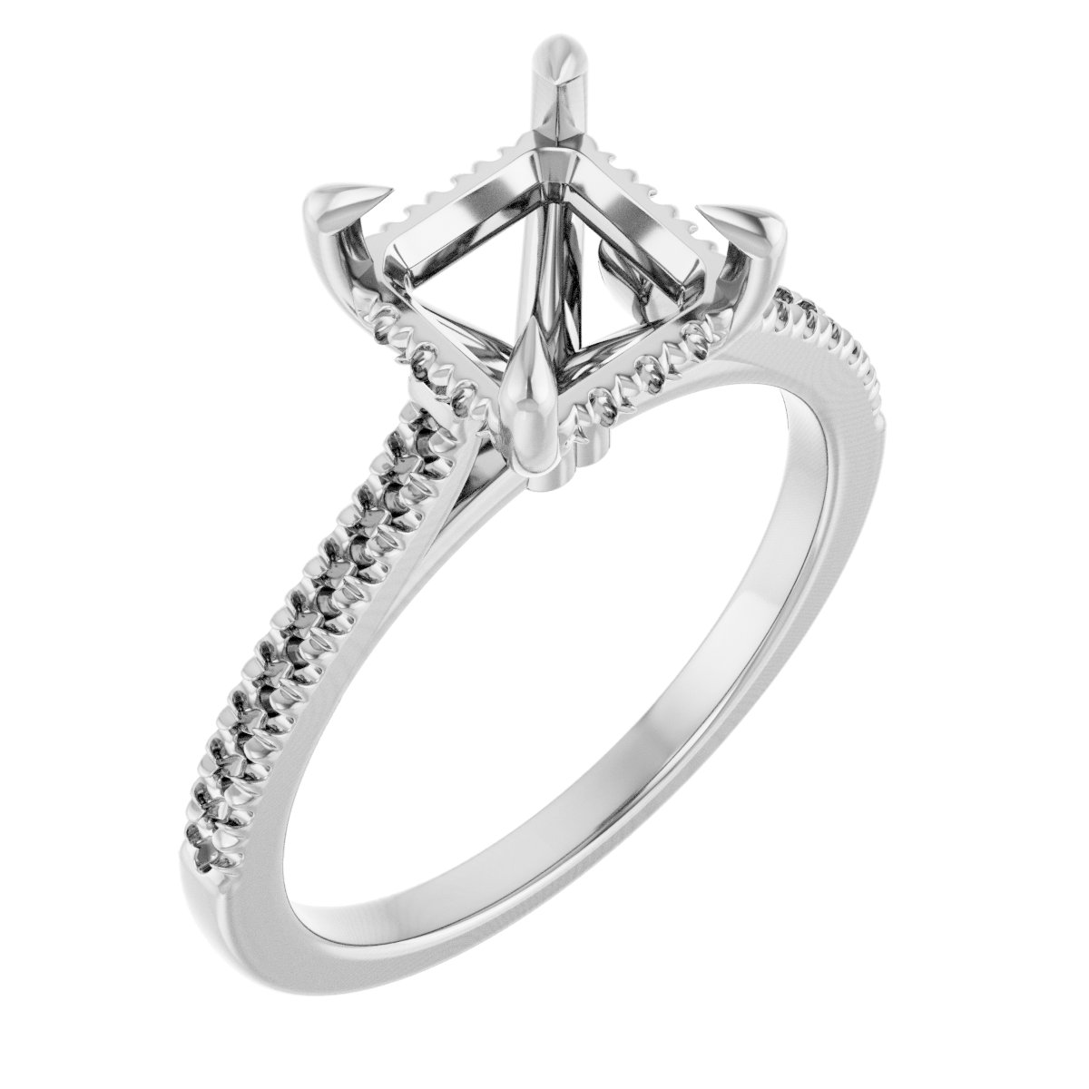 Claw-Prong Hidden Halo-Style Engagement Ring
