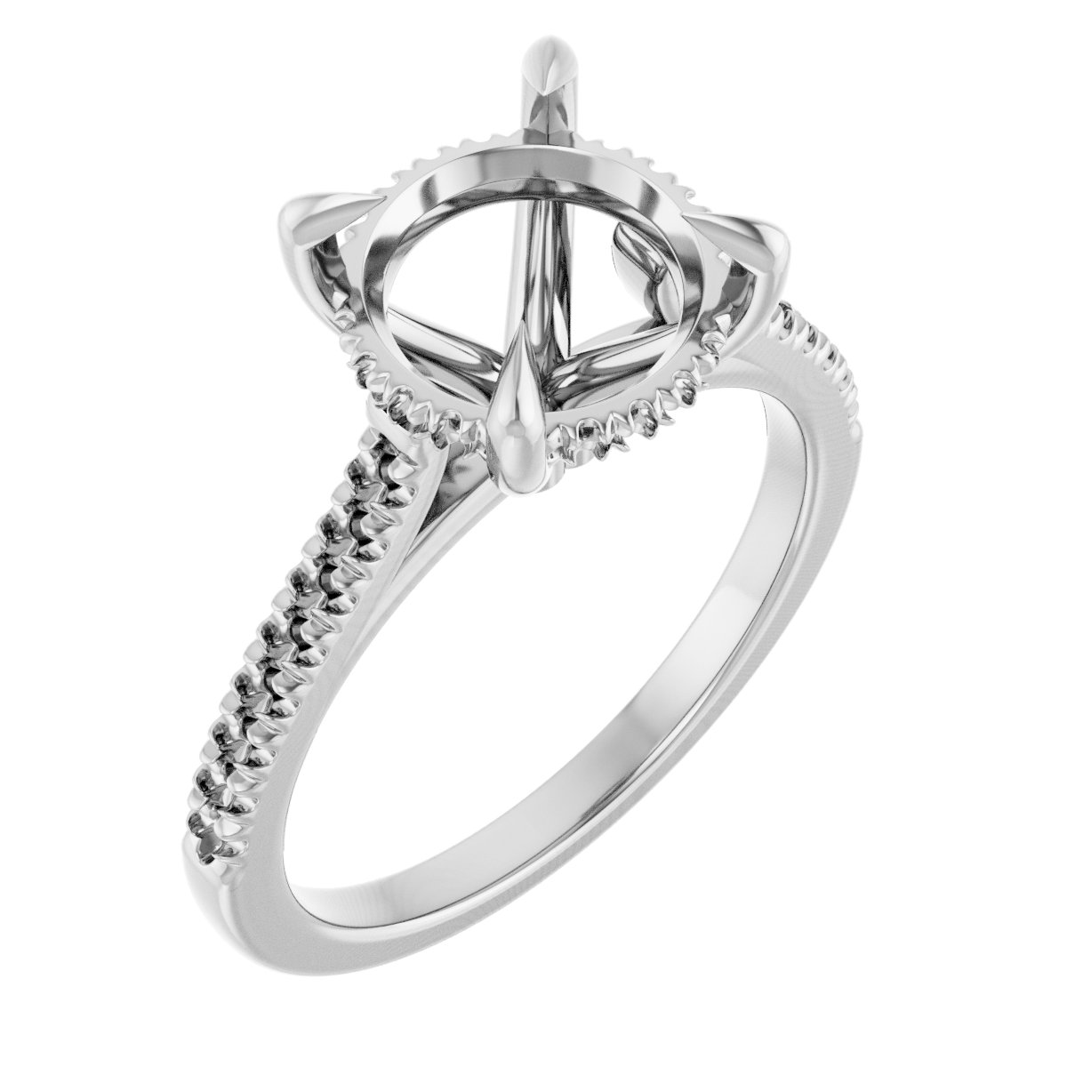 Claw-Prong Hidden Halo-Style Engagement Ring