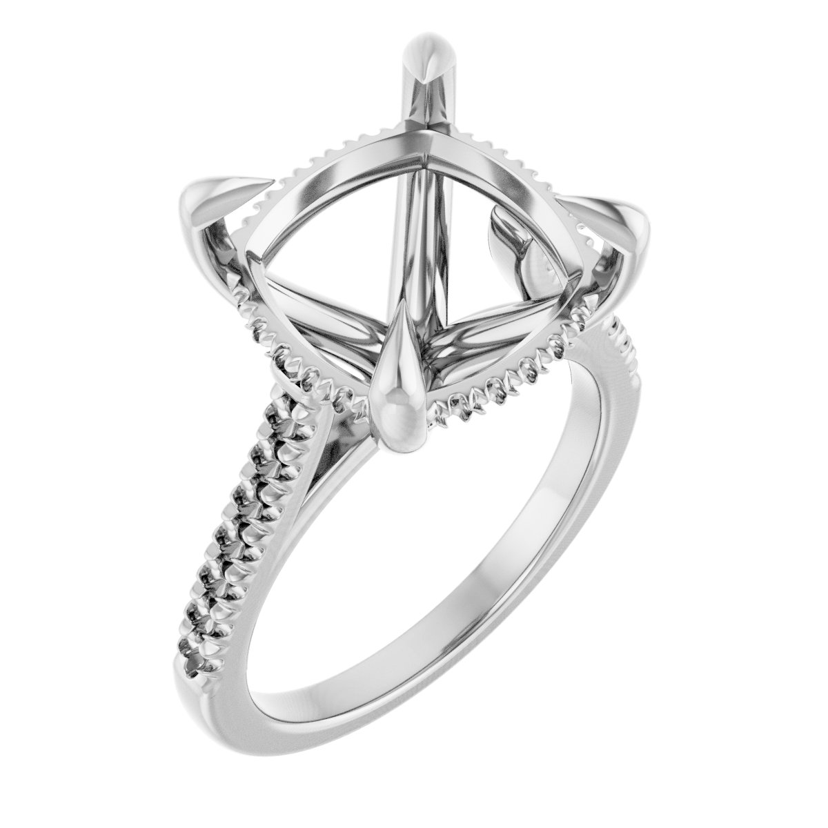 Claw-Prong Hidden Halo-Style Engagement Ring