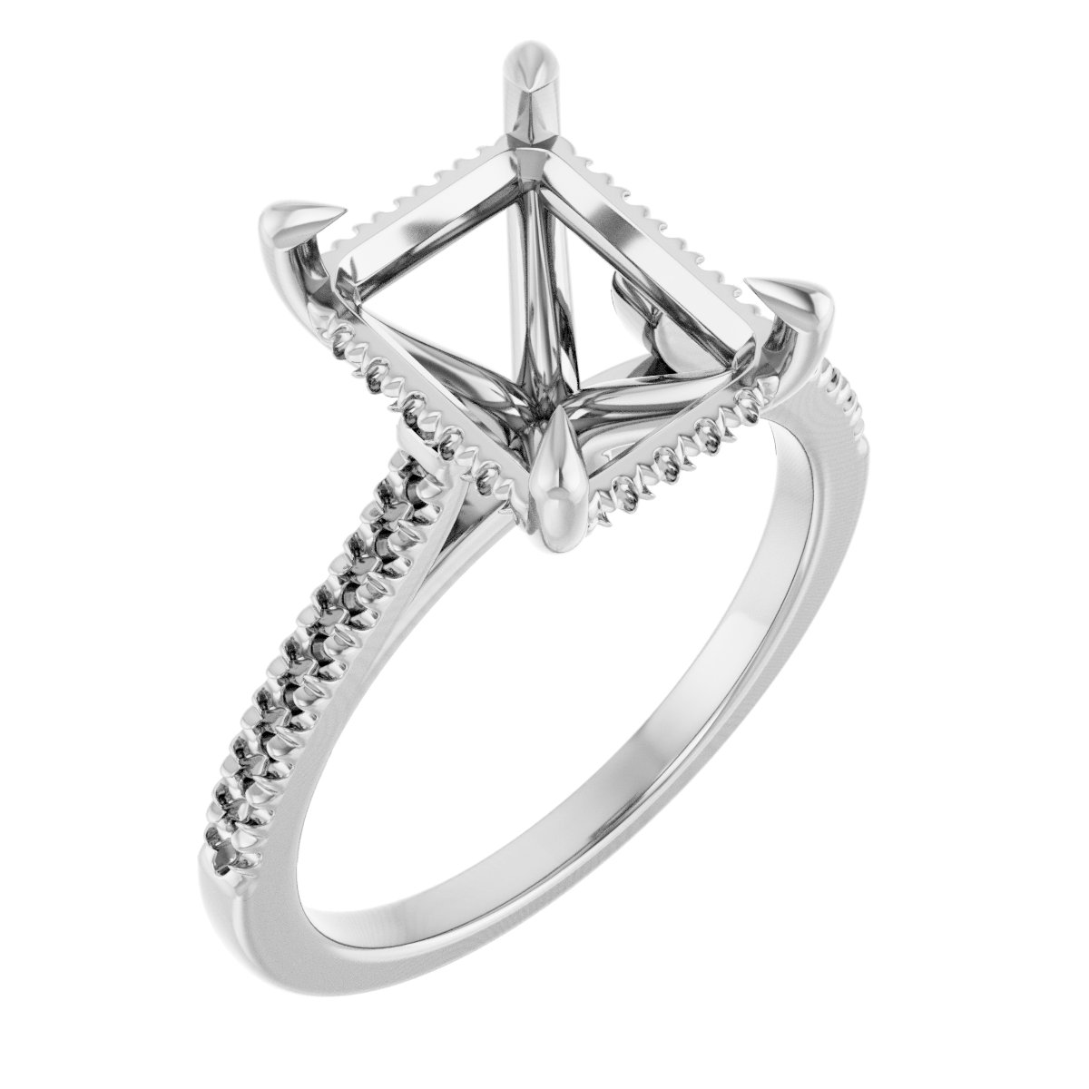 Claw-Prong Hidden Halo-Style Engagement Ring