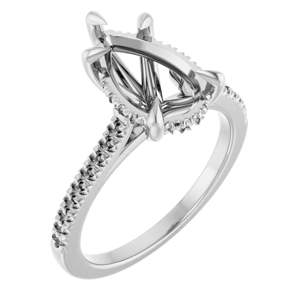 Claw-Prong Hidden Halo-Style Engagement Ring