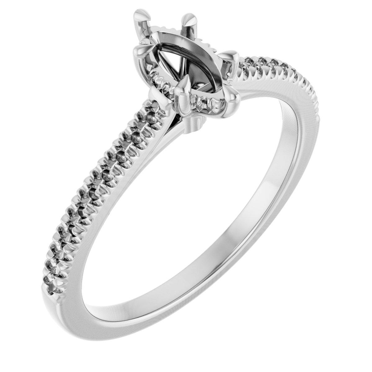 Claw-Prong Hidden Halo-Style Engagement Ring