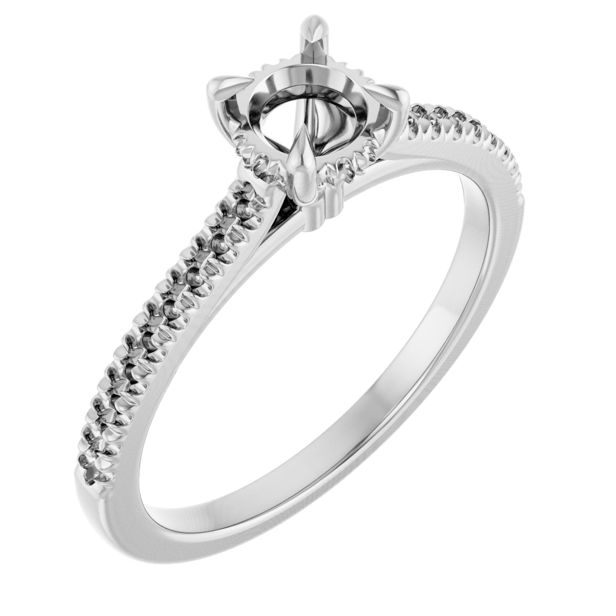Claw-Prong Hidden Halo-Style Engagement Ring