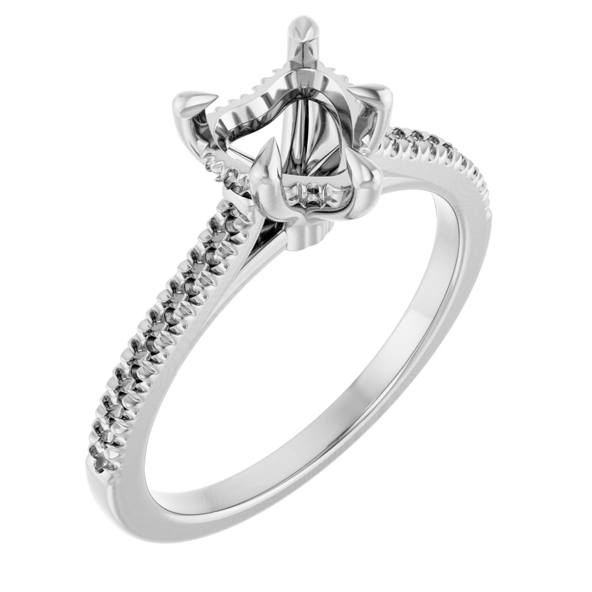 Claw-Prong Hidden Halo-Style Engagement Ring