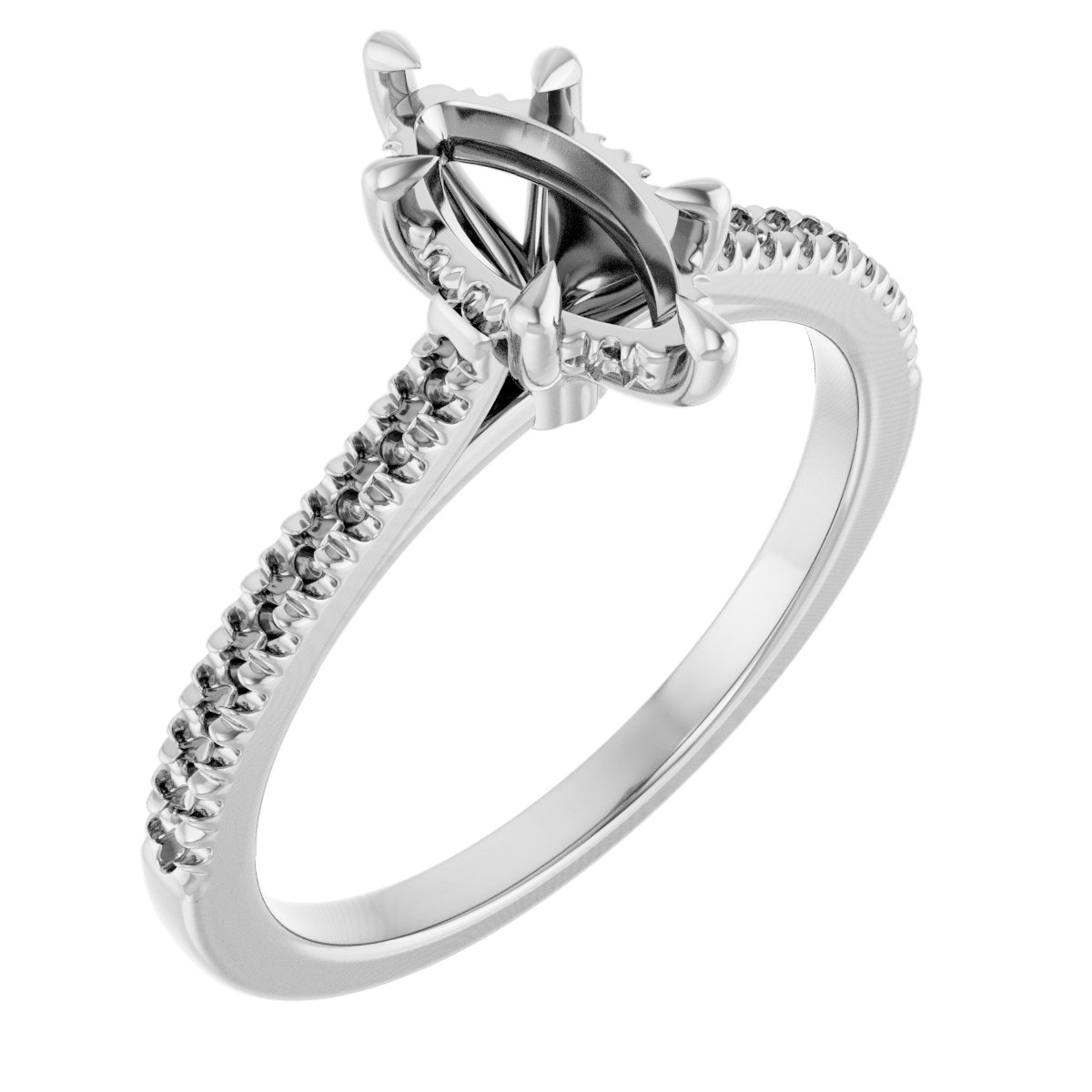 Claw-Prong Hidden Halo-Style Engagement Ring