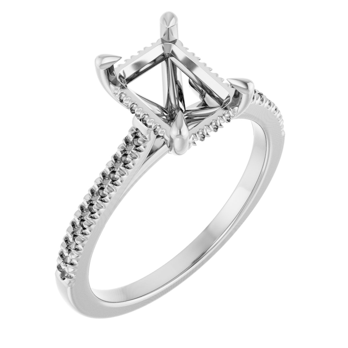 Claw-Prong Hidden Halo-Style Engagement Ring