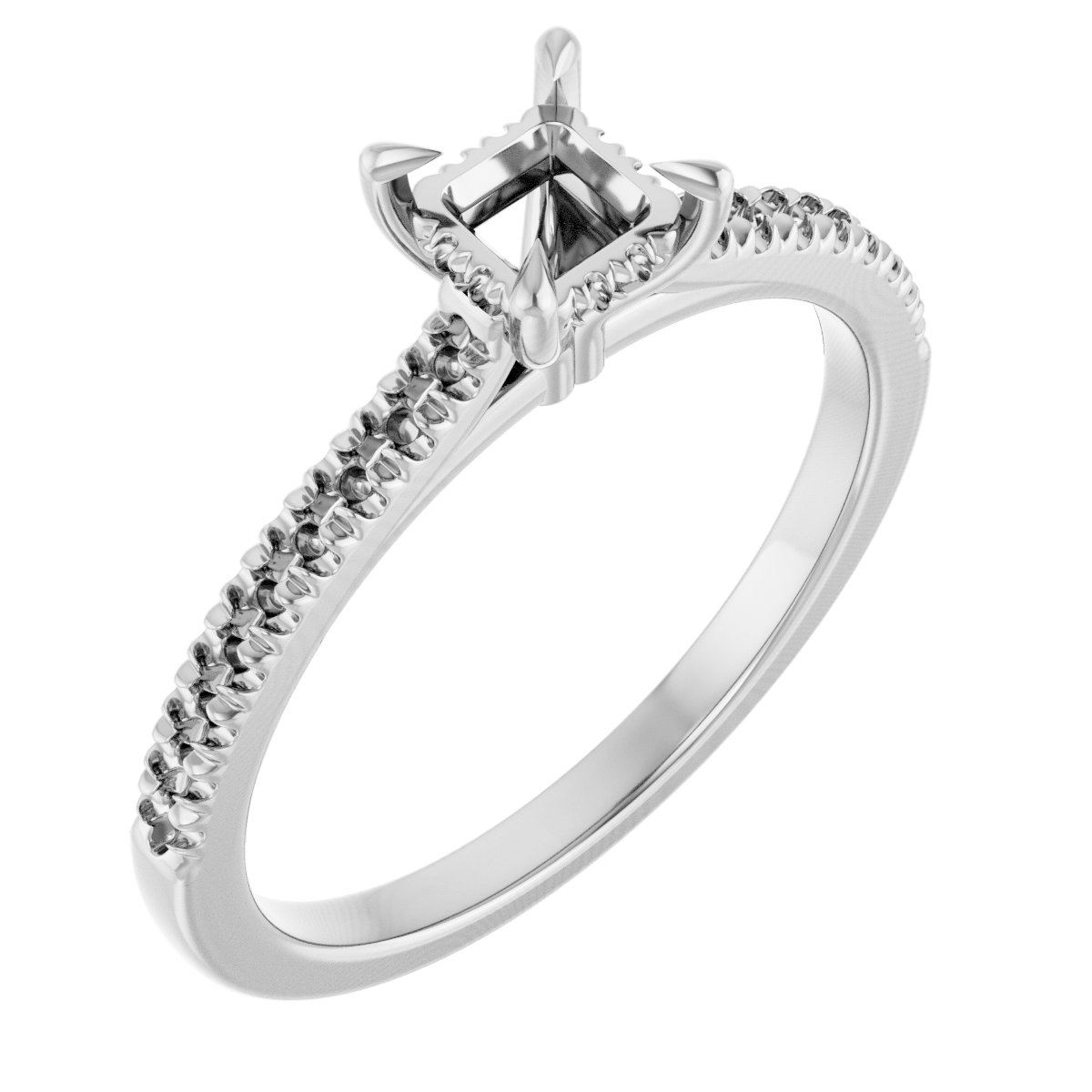 Claw-Prong Hidden Halo-Style Engagement Ring