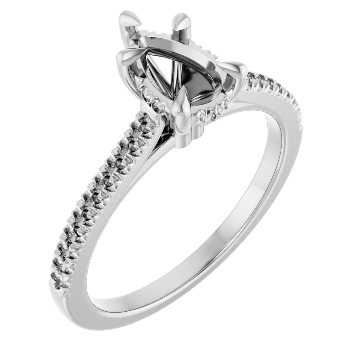 Claw-Prong Hidden Halo-Style Engagement Ring