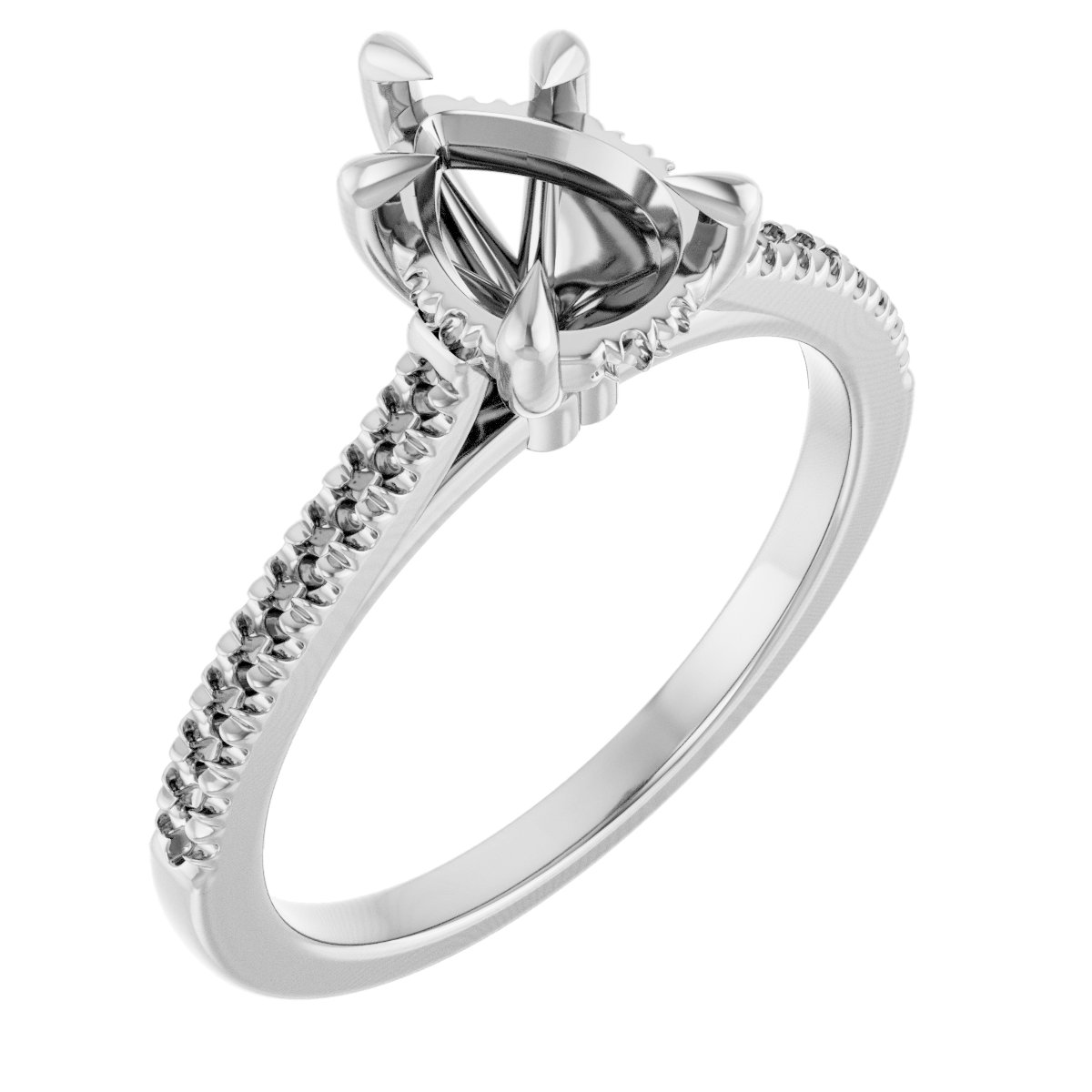 Claw-Prong Hidden Halo-Style Engagement Ring