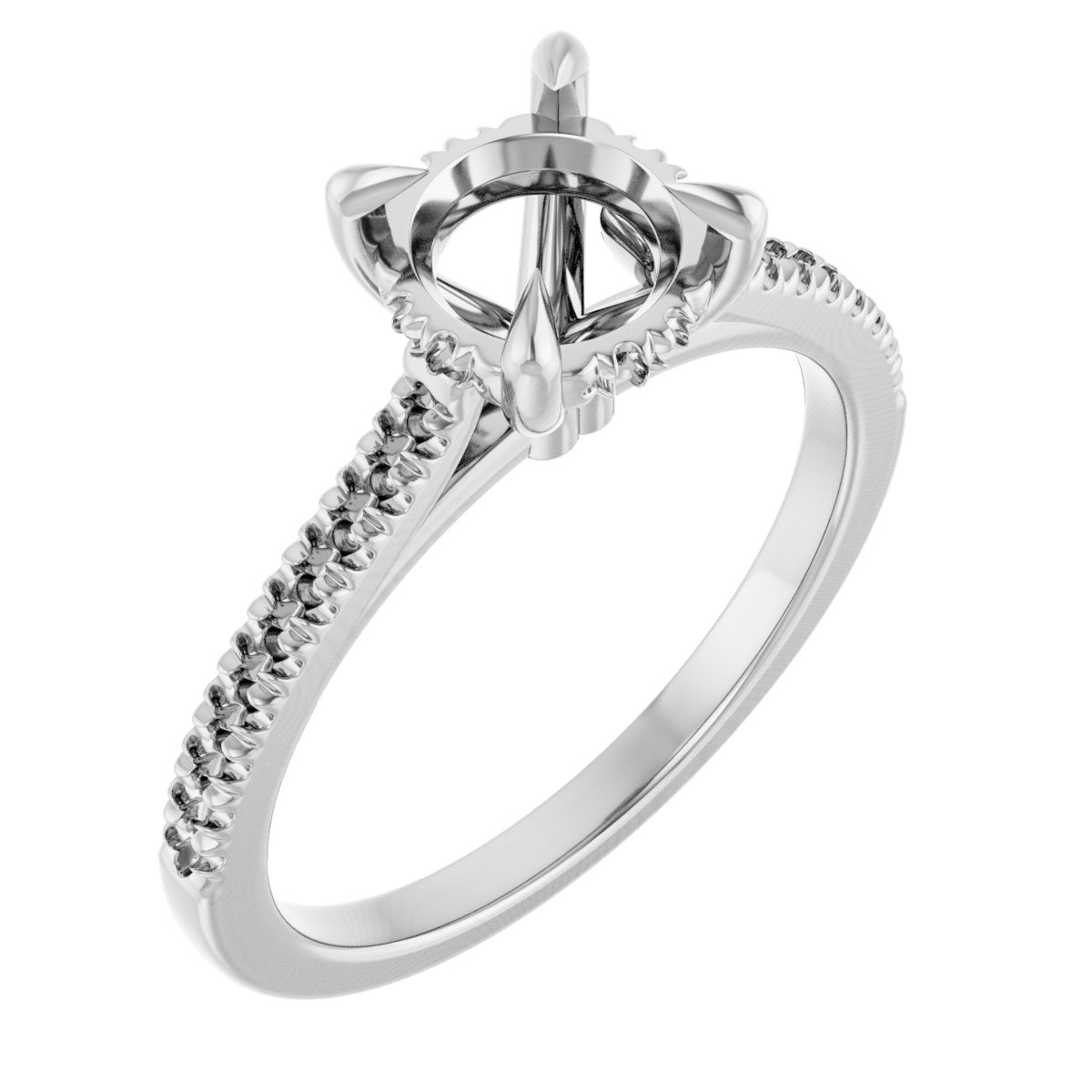 Claw-Prong Hidden Halo-Style Engagement Ring