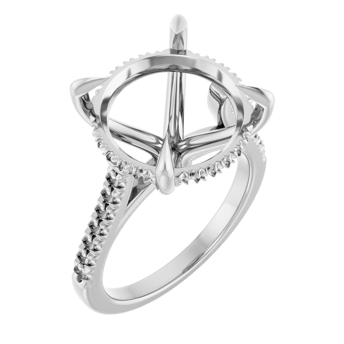 Claw-Prong Hidden Halo-Style Engagement Ring