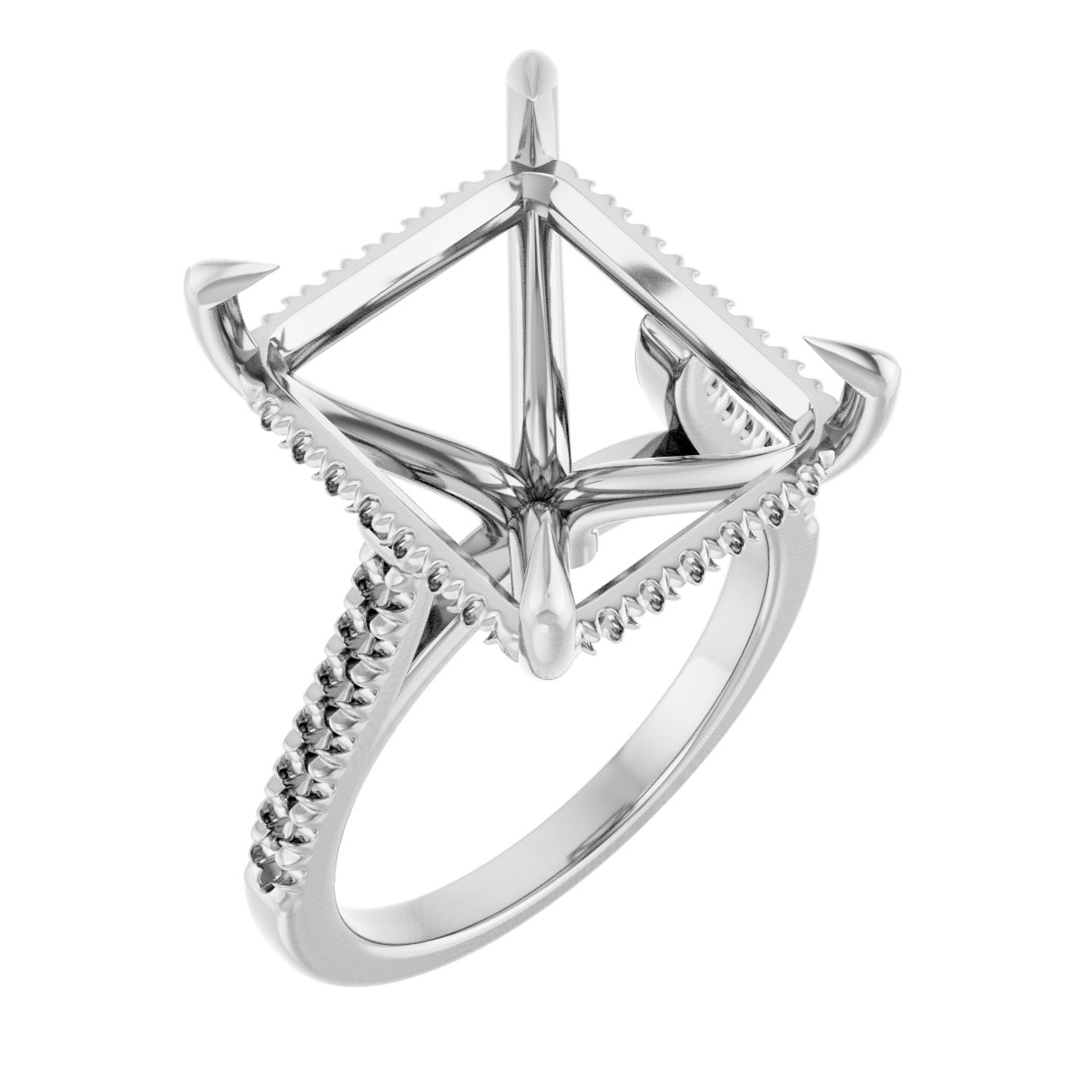 Claw-Prong Hidden Halo-Style Engagement Ring