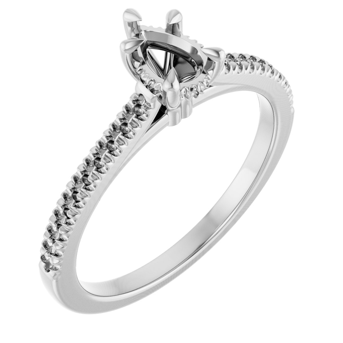 Claw-Prong Hidden Halo-Style Engagement Ring