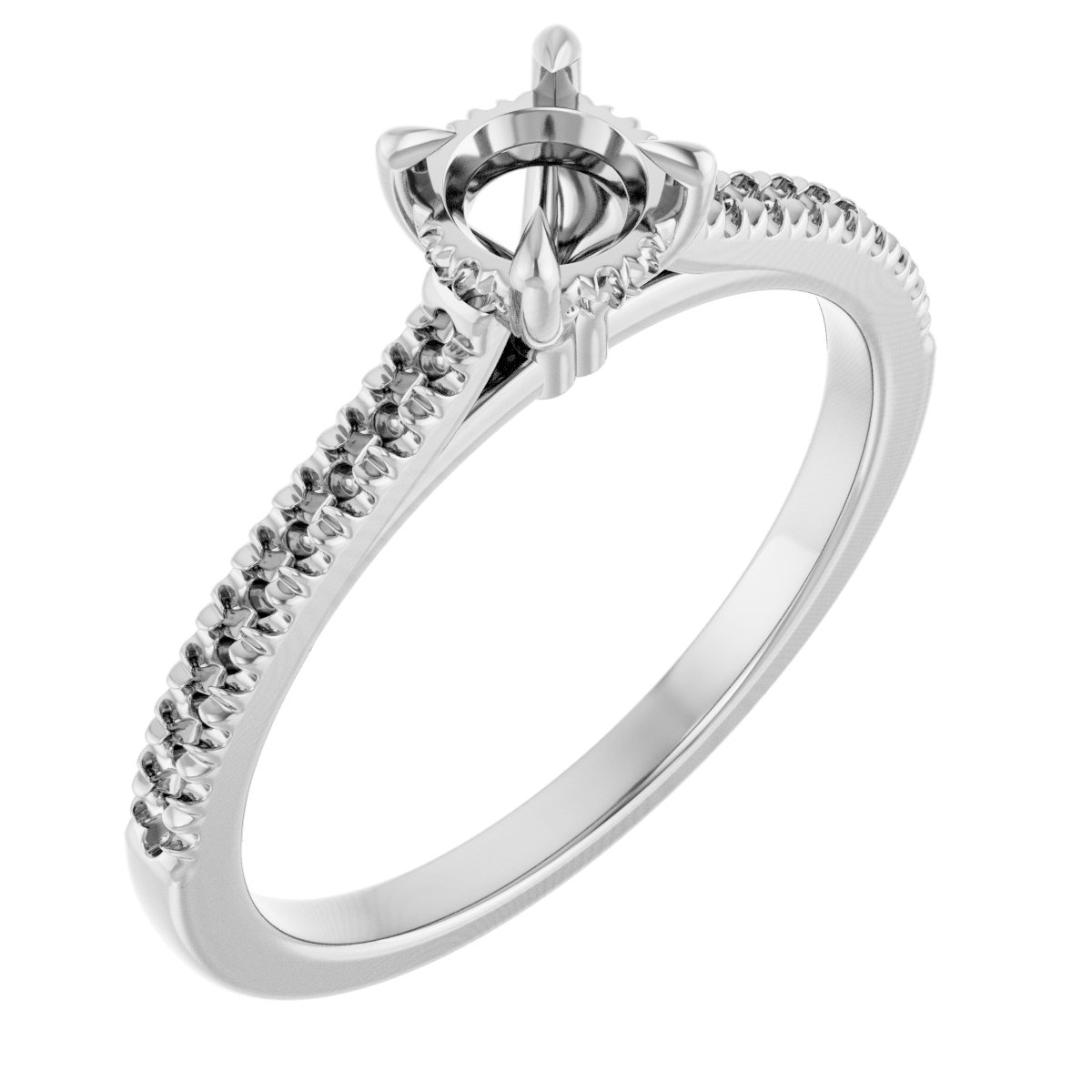 Claw-Prong Hidden Halo-Style Engagement Ring