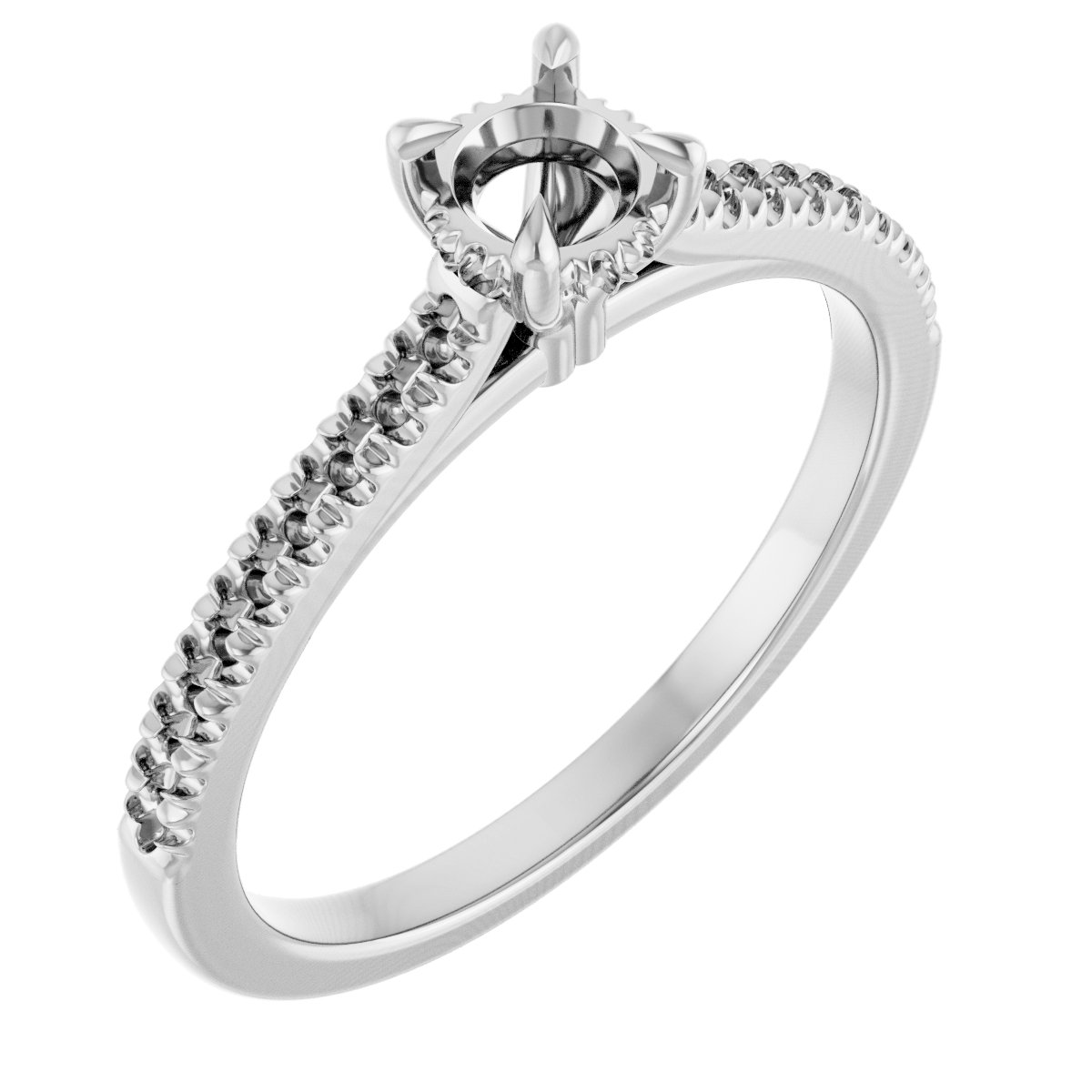 Claw-Prong Hidden Halo-Style Engagement Ring