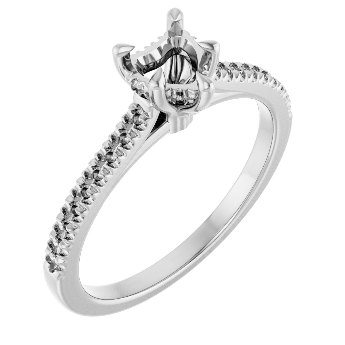Claw-Prong Hidden Halo-Style Engagement Ring