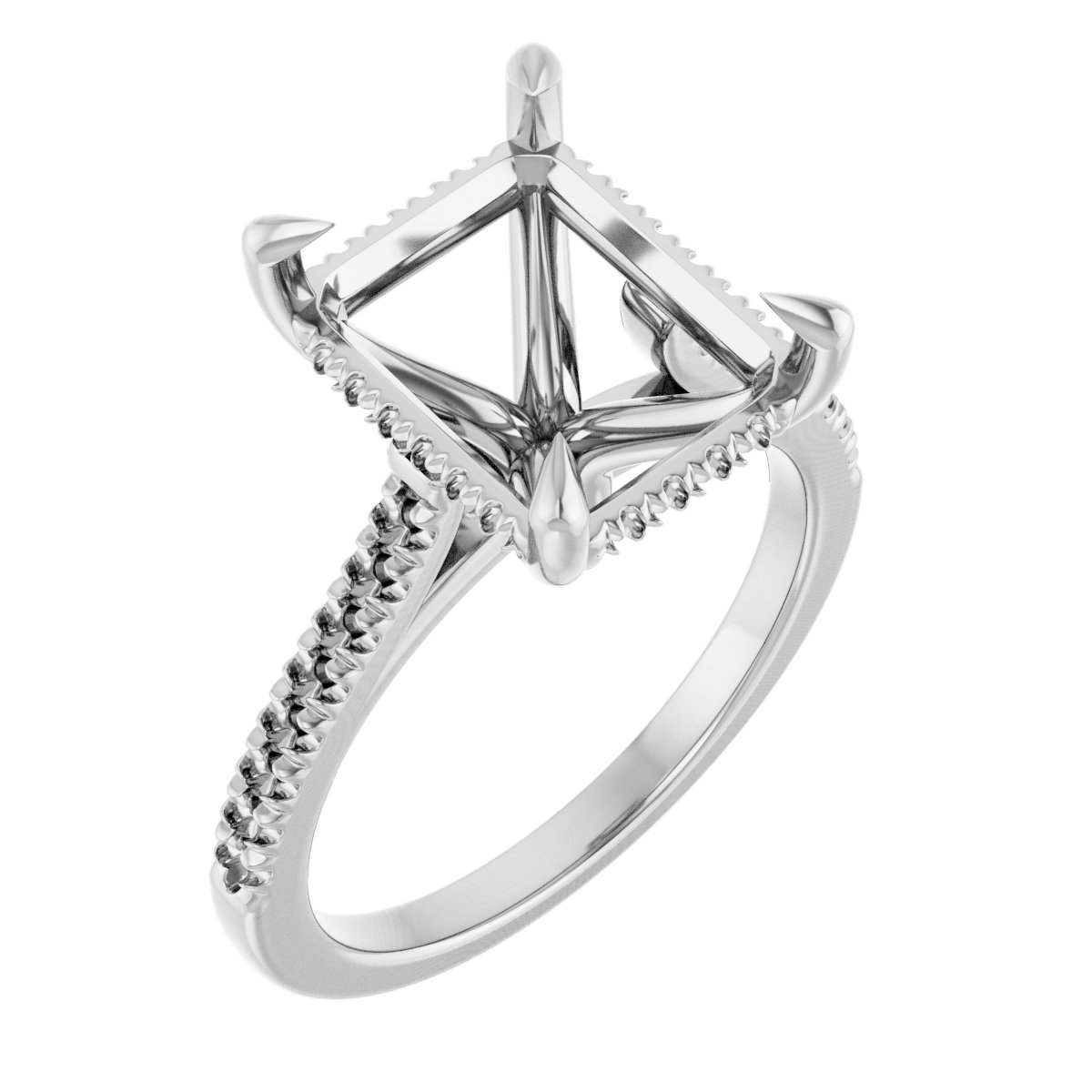 Claw-Prong Hidden Halo-Style Engagement Ring