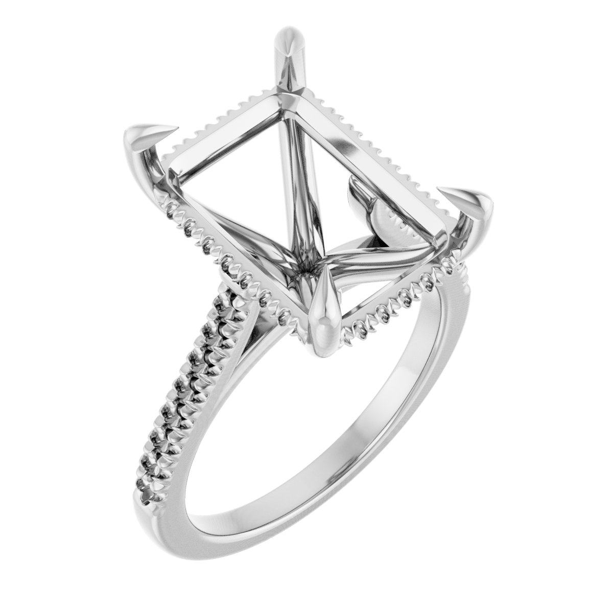 Claw-Prong Hidden Halo-Style Engagement Ring