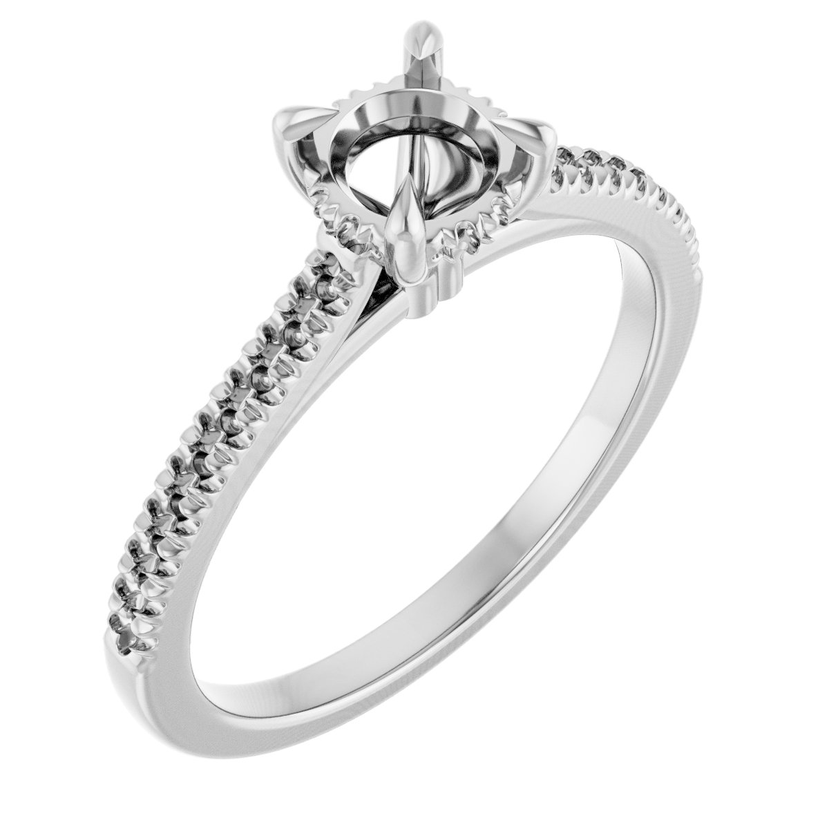 Claw-Prong Hidden Halo-Style Engagement Ring