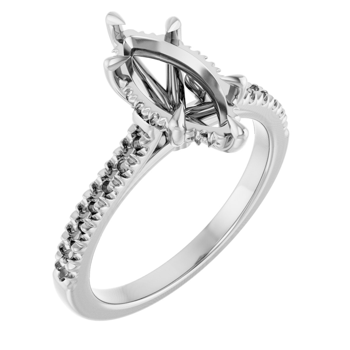 Claw-Prong Hidden Halo-Style Engagement Ring