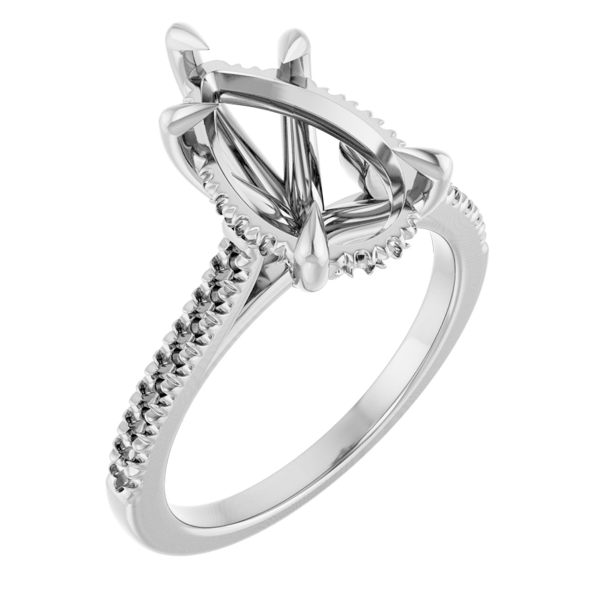 Claw-Prong Hidden Halo-Style Engagement Ring