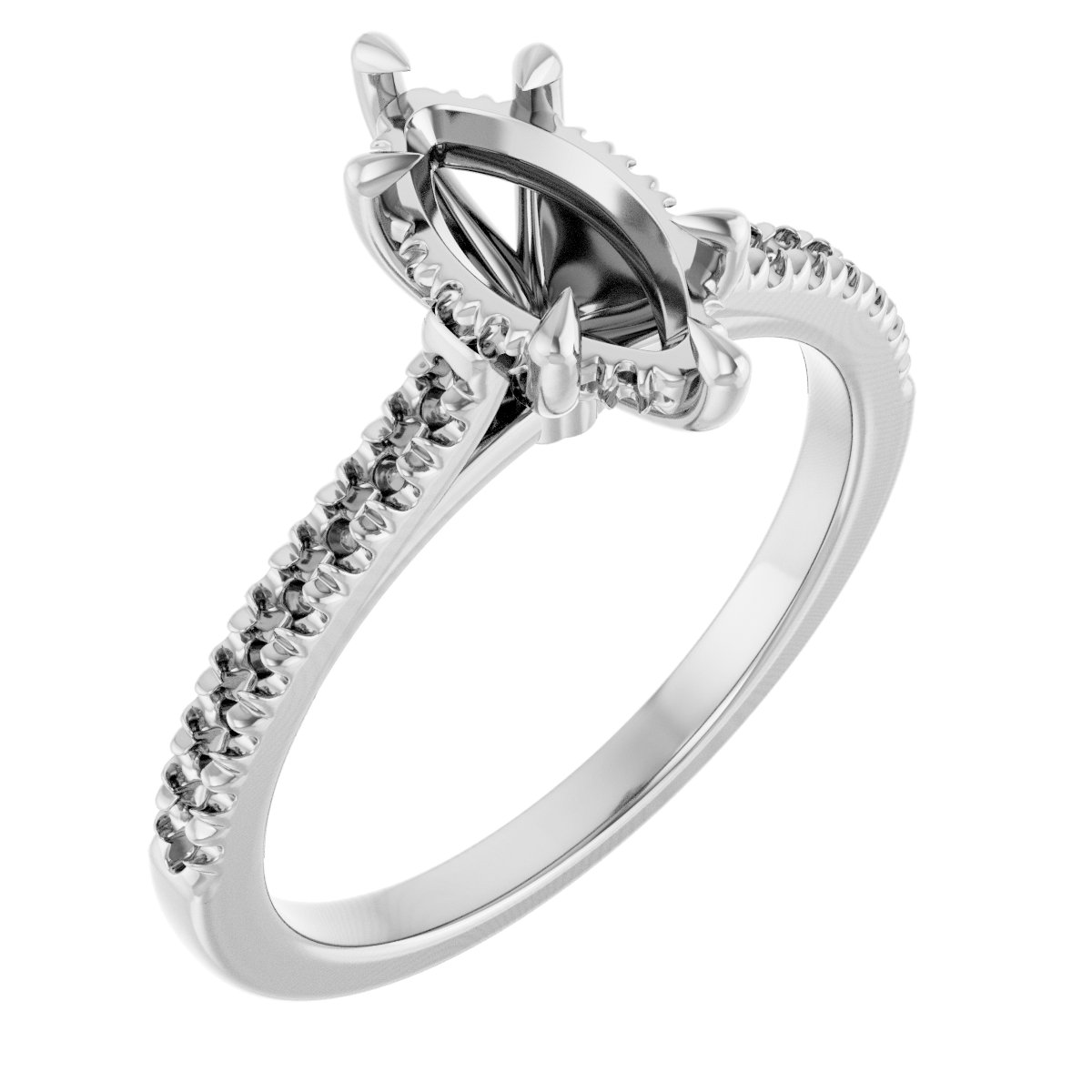 Claw-Prong Hidden Halo-Style Engagement Ring
