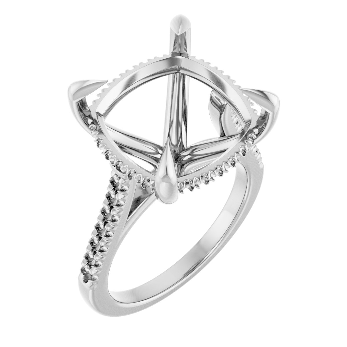 Claw-Prong Hidden Halo-Style Engagement Ring