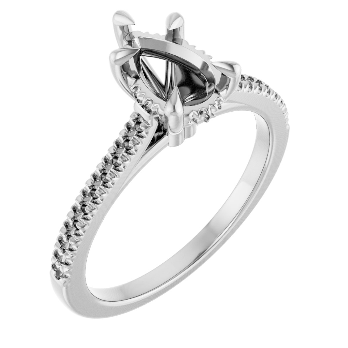 Claw-Prong Hidden Halo-Style Engagement Ring