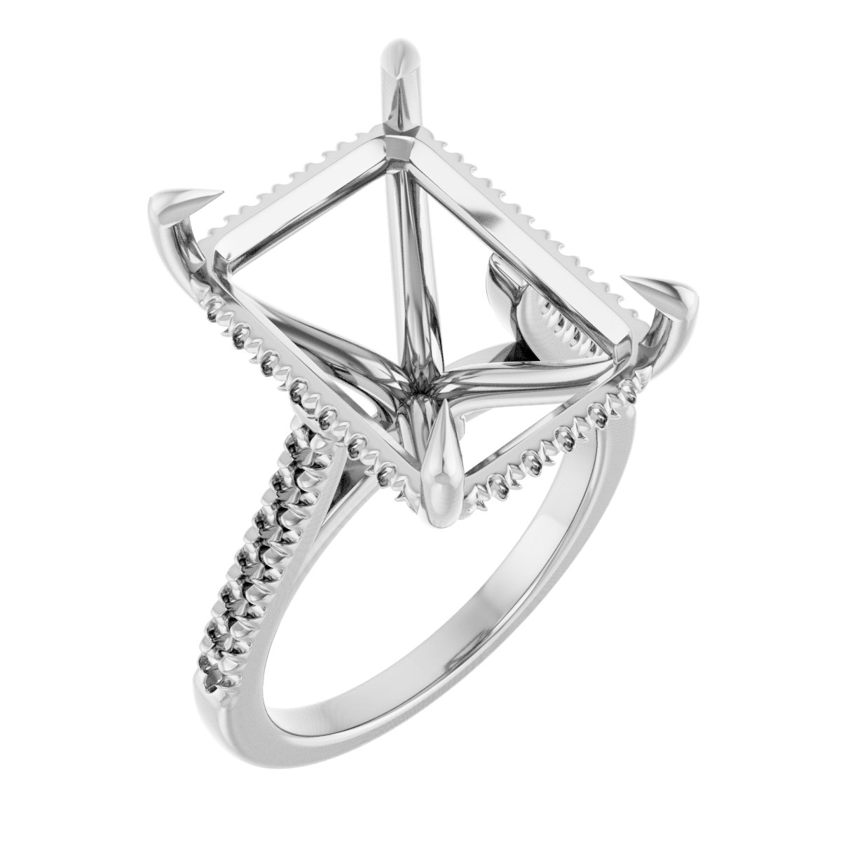 Claw-Prong Hidden Halo-Style Engagement Ring