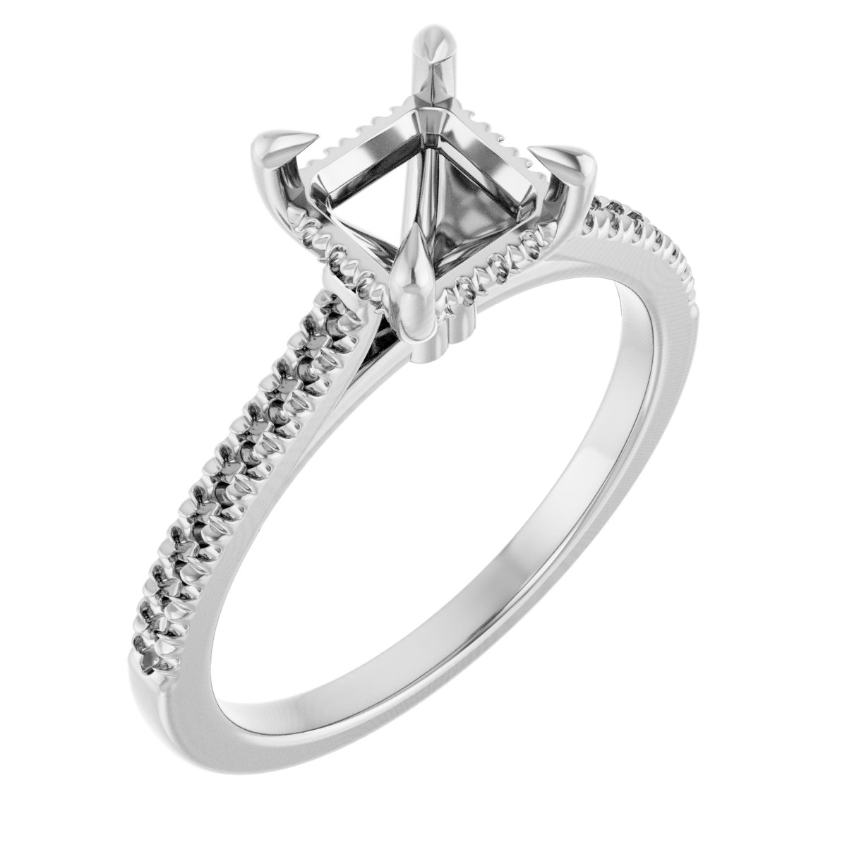 Claw-Prong Hidden Halo-Style Engagement Ring