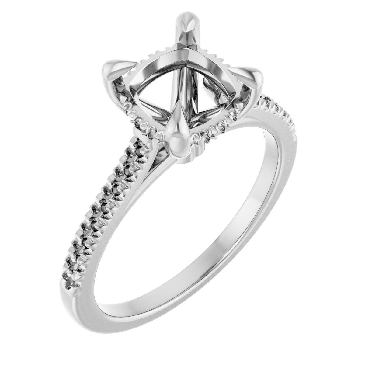 Claw-Prong Hidden Halo-Style Engagement Ring