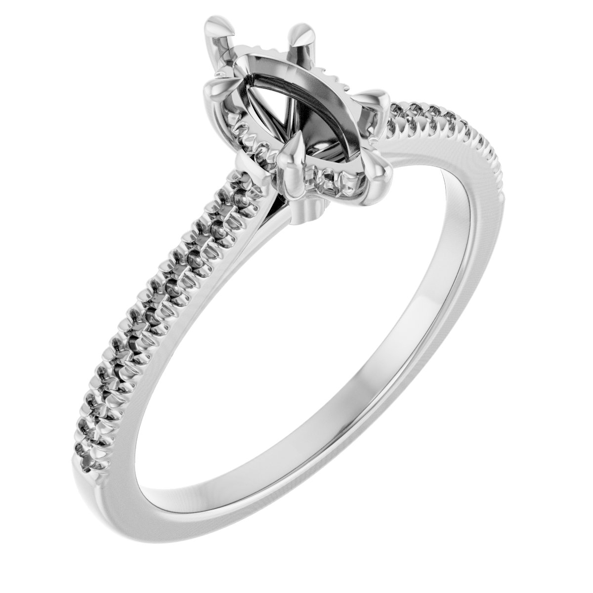 Claw-Prong Hidden Halo-Style Engagement Ring